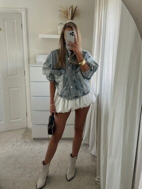 ZARA White Strapless Bubble Skirt - Women Small